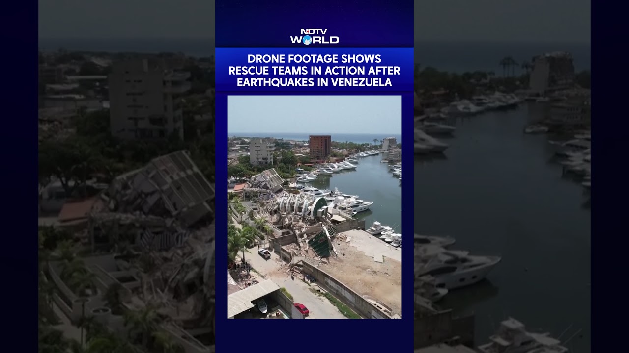 Venezuela Earthquake | Drone Footage Shows Rescue Teams In Action After Earthquakes In Venezuela