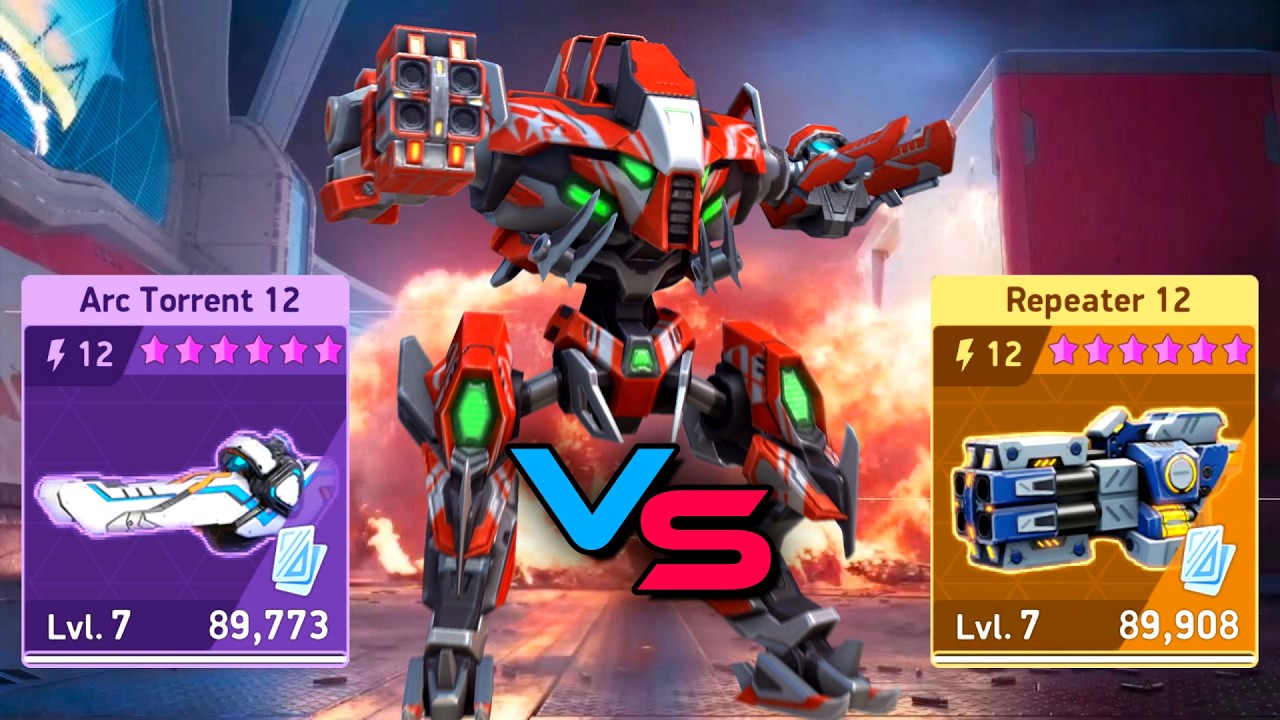 Hemlock with Arc Torrent 12 vs Repeater 12 - Mech Arena