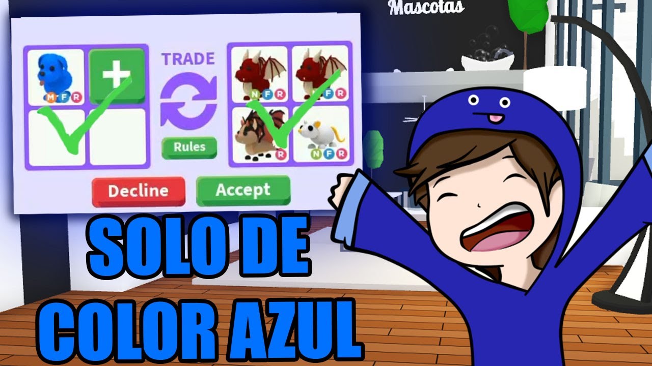 24 HORAS TRADEANDO SOLO DE COLOR AZUL EN ADOPT ME ROBLOX!