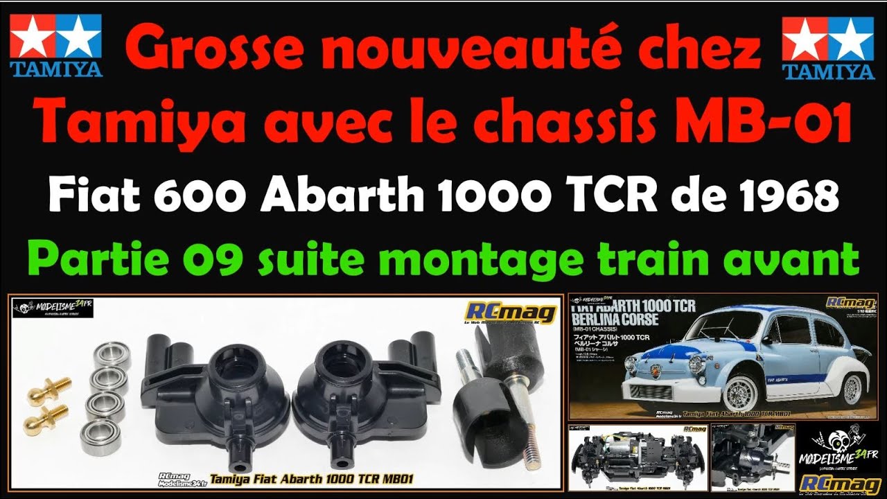 Tamiya MB-01 avec carrosserie Fiat 600 Abarth 1000 TCR - Partie 09 avec la suite du train avant