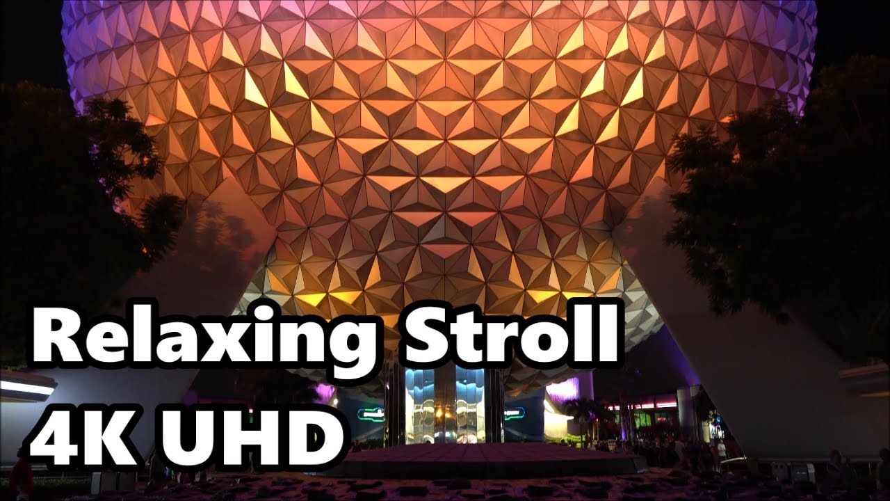 Epcot Future World - Relaxing Night Stroll in 4K - Ultra Low Light
