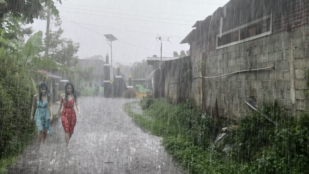 BEST RAIN FOR SLEEP ⛈️ 99% HEAVY RAIN AND THUNDERSTORMS IN HILLY VILLAGE | ASMR Rain For Sleep