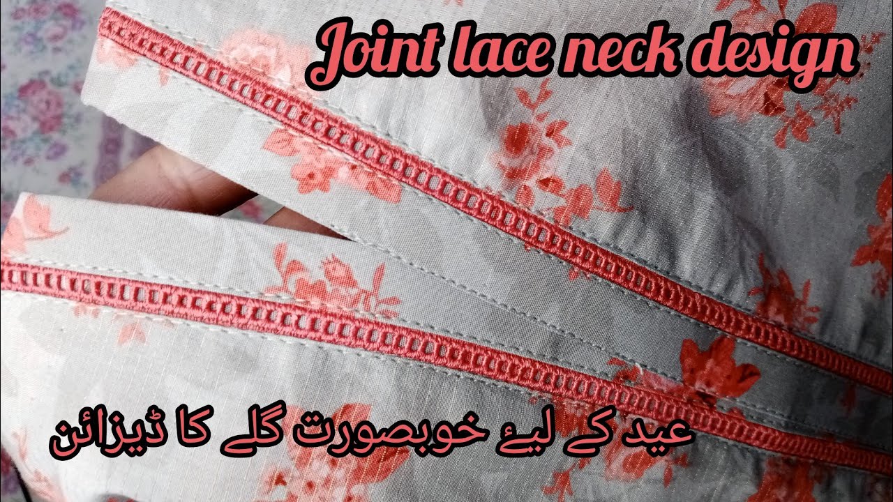 V placket neck design with joint lace cutting & stitching
