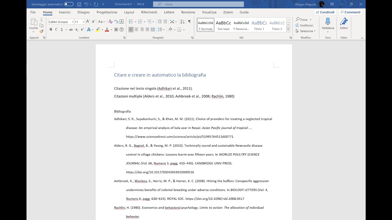 Come citare e creare la bibliografia in automatico