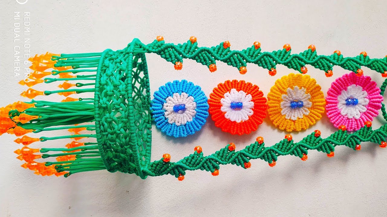Macrame Beautiful New Flower Design Teddy Jhula / Jhumar Tutorial in Hindi !! Full Part