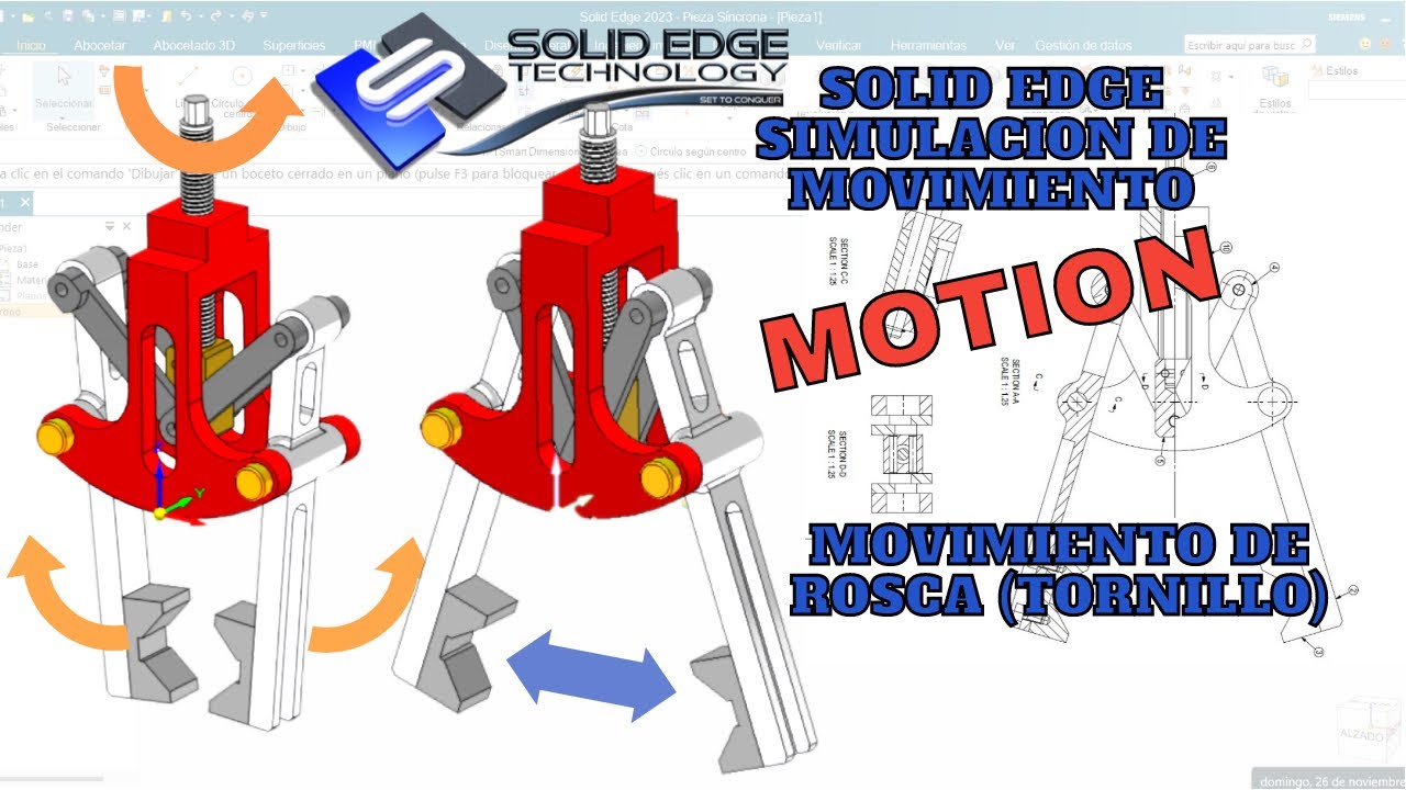 Como SIMULAR MOVIMIENTO en Solid Edge | MOTION | MECANISMO