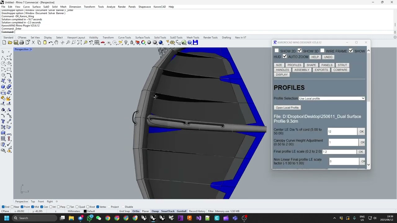 KaroroWING dual surface profiles
