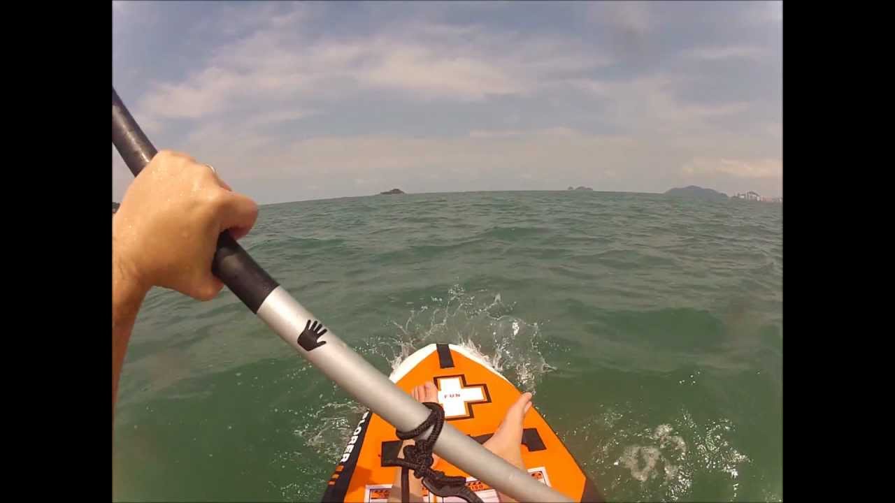 Primeiro teste com caiaque inflável na praia da enseada Guarujá - camera gopro hero2
