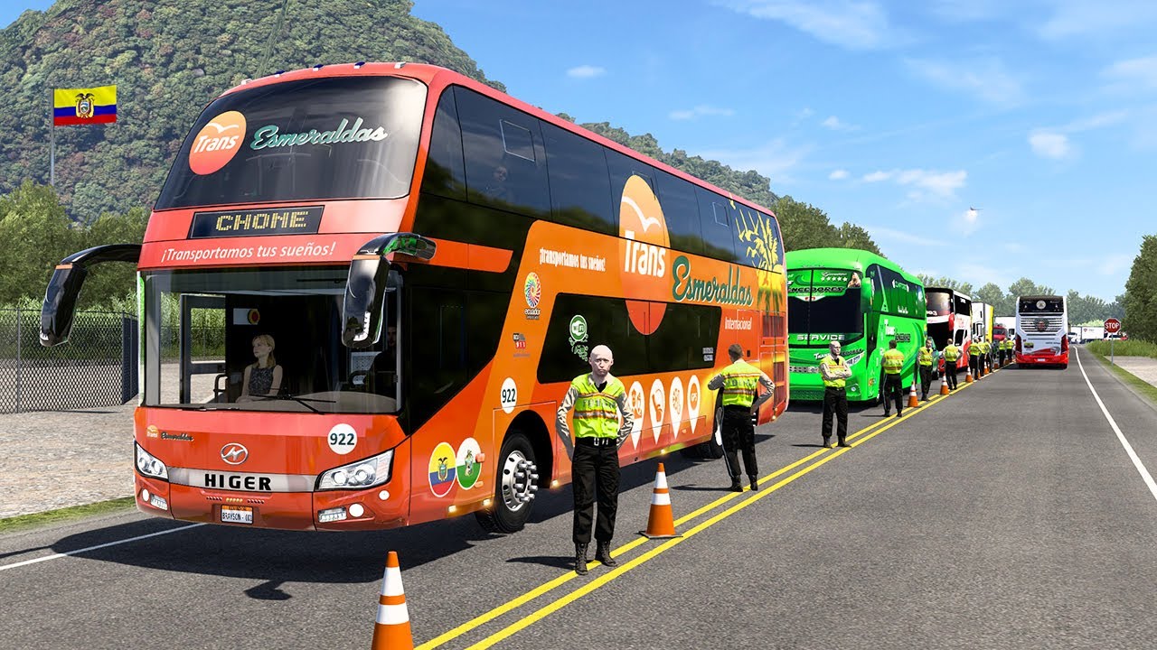 BUS DOBLE PISO DETENIDO POR | POLICIA EXCESO DE VELOCIDAD EN ECUADOR TRANSESMERALDAS ATS MODS 1.50