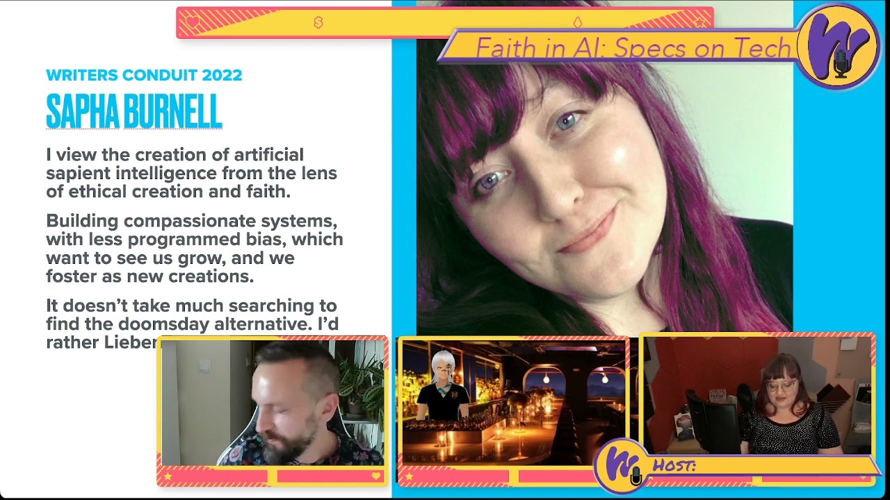 Writers Conduit 2022: Faith in AI Panel Discussion Lukasz Drobnik Runed Writer Sapha Burnell