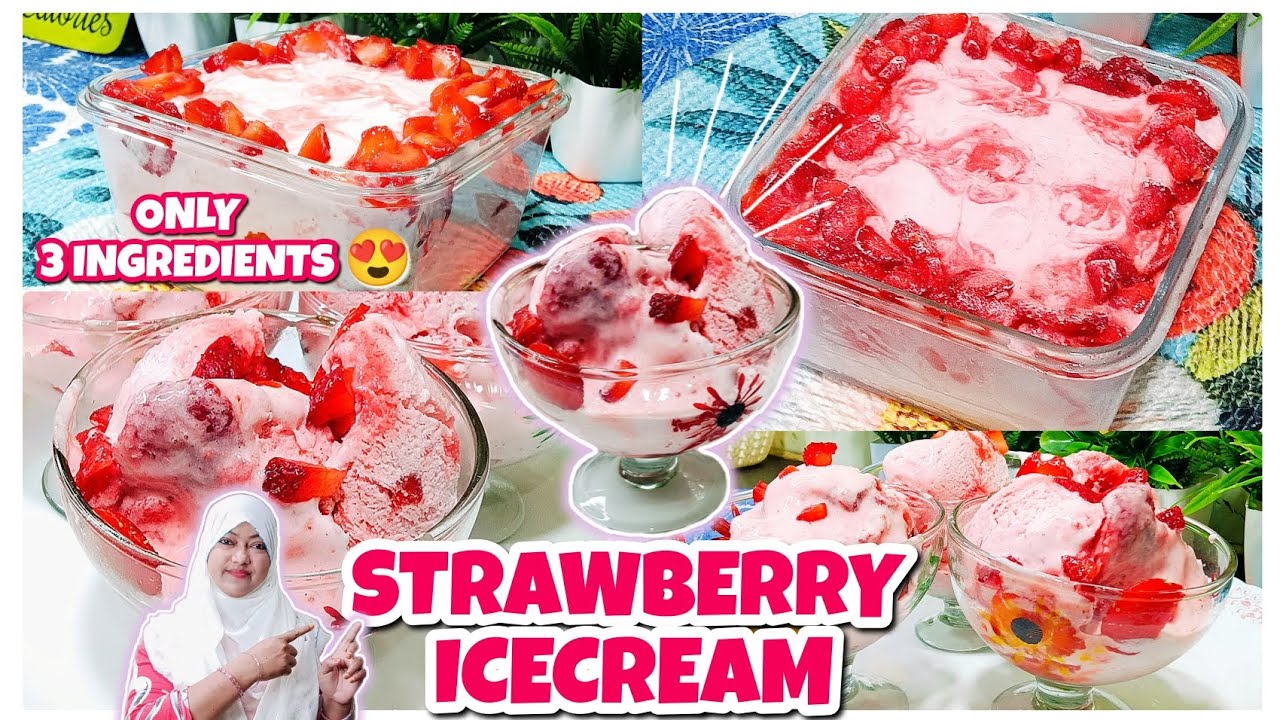 Homemade Strawberry Icecream Recipe | Easy 3-Ingredients Method 