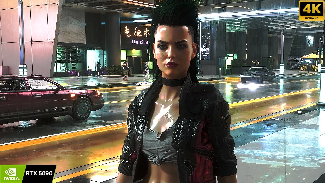 Cyberpunk 2077: 4K Ultrawide - Rainy Night Walk Ambience | Ultra Ray Tracing Next-Gen Visuals