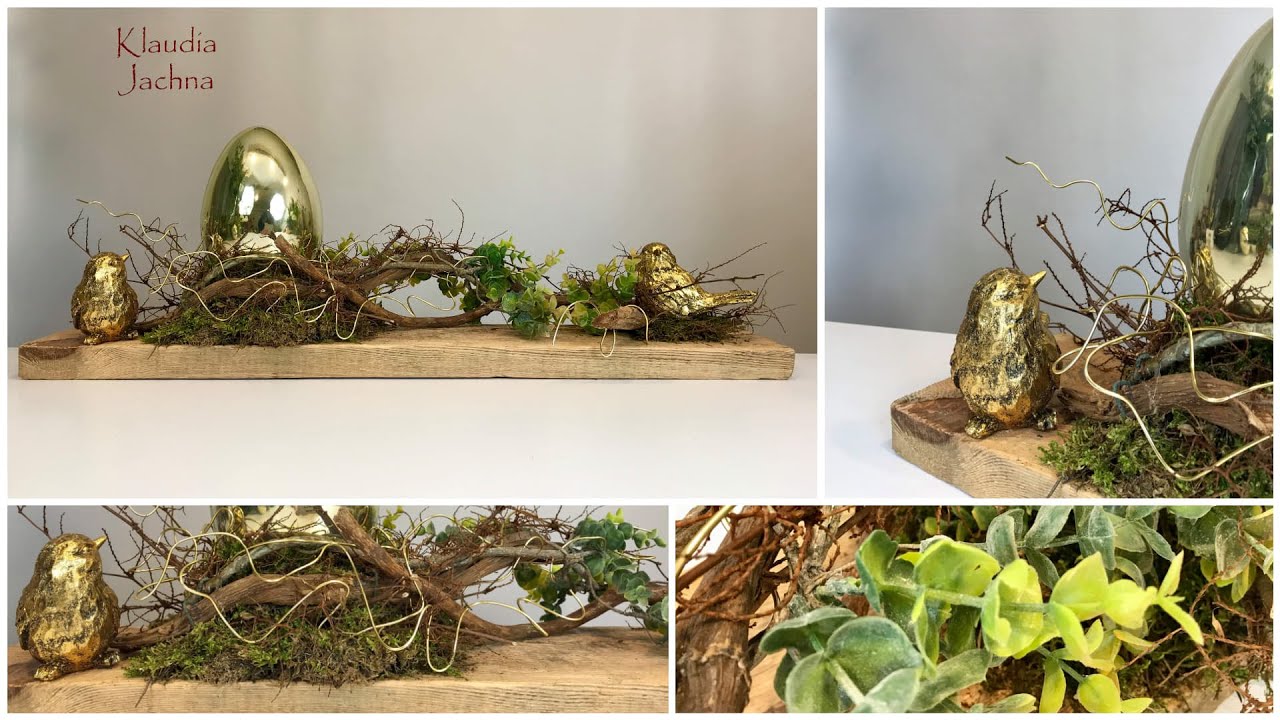 STROIK ŚWIĄTECZNY ZE ZŁOTYM JAJEM / NATURA I ZŁOTO / JAK ZROBIĆ STROIK WIELKANOCNY