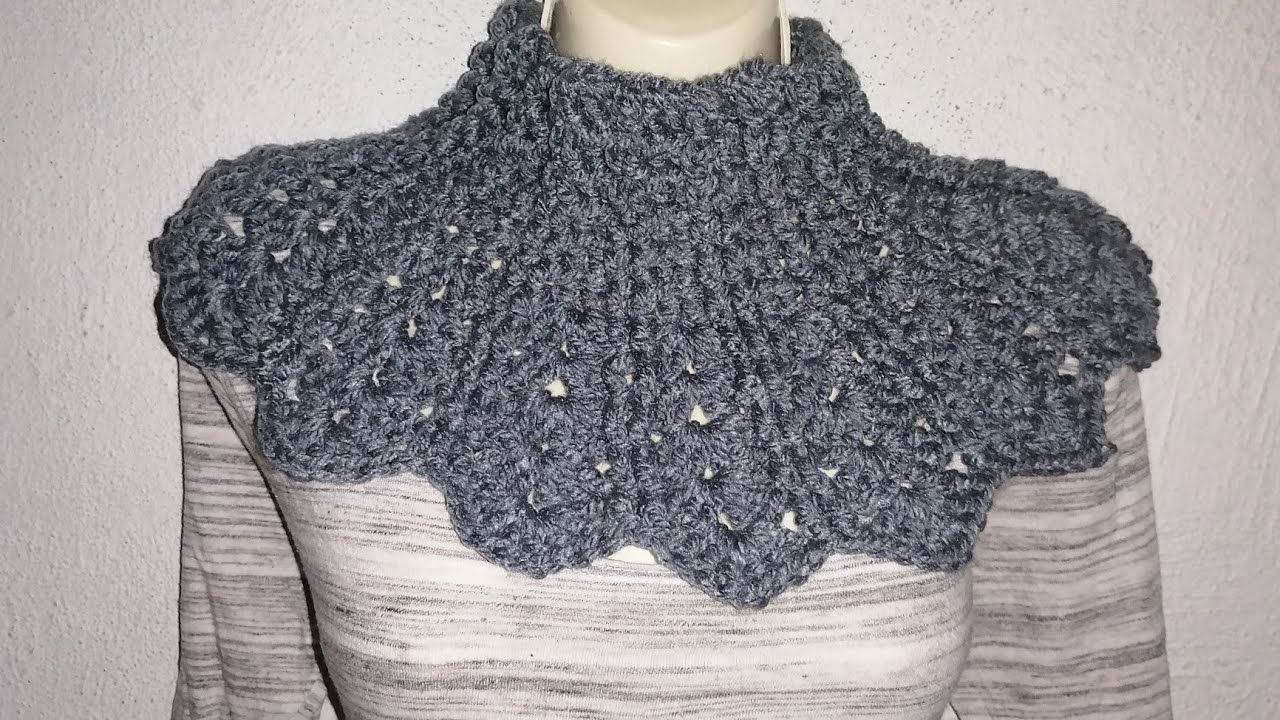 Hermoso cuello o bufanda tejida a crochet con solo 100 gramos diseño #3