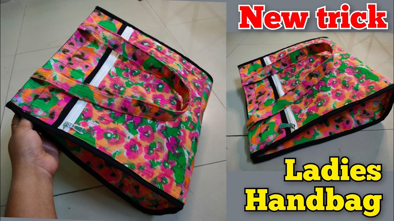 NEW TRICK - Ladies handbag making at home | DIY Bag/ Zipper Handbag/ ladies purse/ pouch/ tote bag