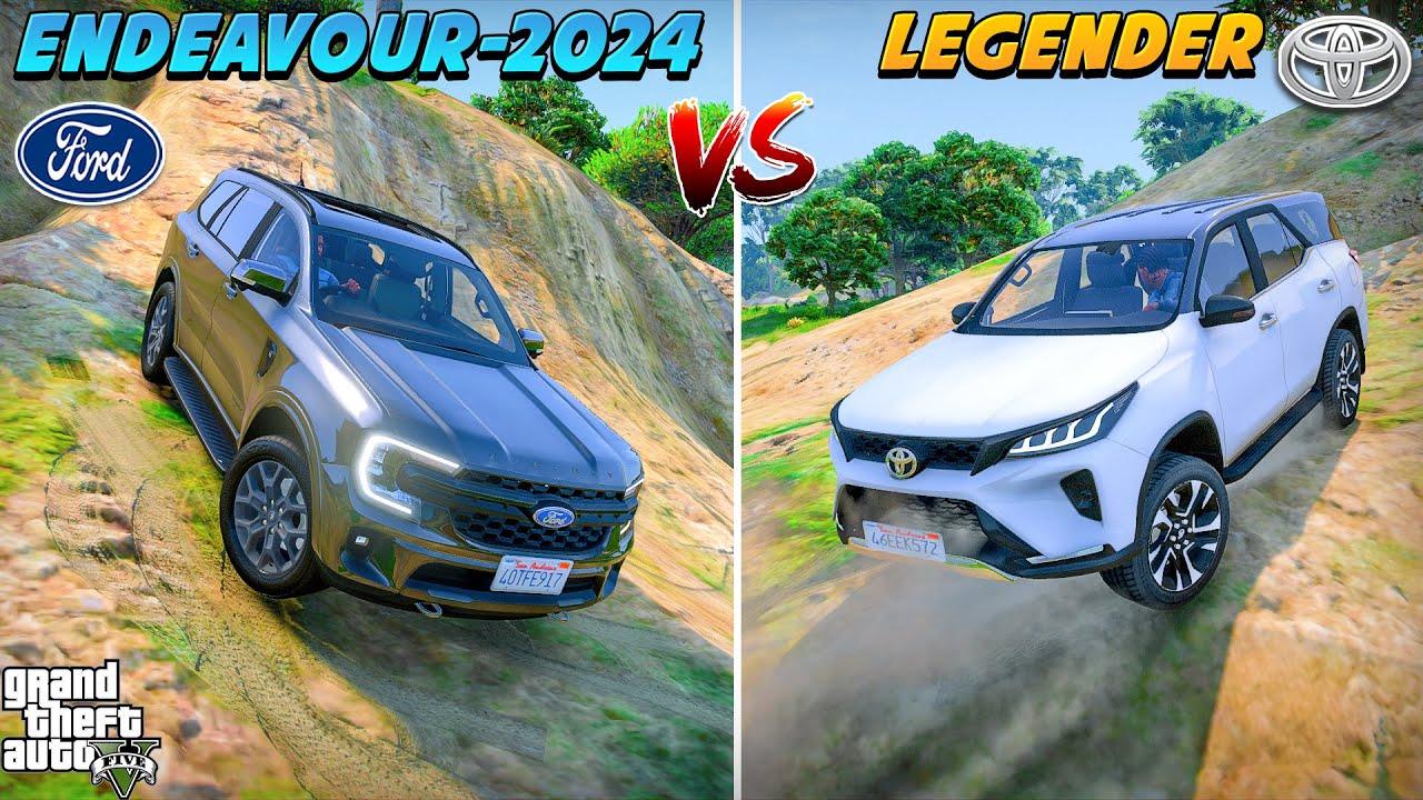 FORD NEW ENDEAVOUR 2024 VS FORTUNER LEGENDER | EXTREME OFFROADING | DRAG RACE | TUG OF WAR GTA 5