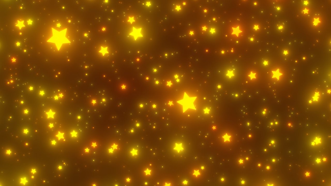 Celestial Display of Shimmering Falling Yellow Star Shapes Spinning 4K Moving Wallpaper Background