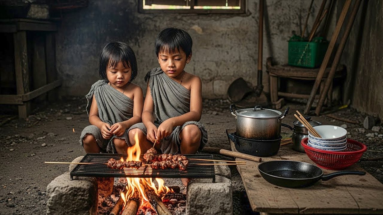 Two orphaned children live together, relying on each other in an abandoned house.