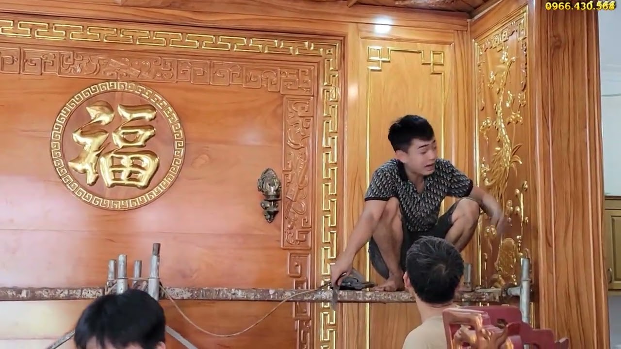 Mới làm vách phòng thờ, gỗ Gõ đỏ tại Vân Canh Hà Nội