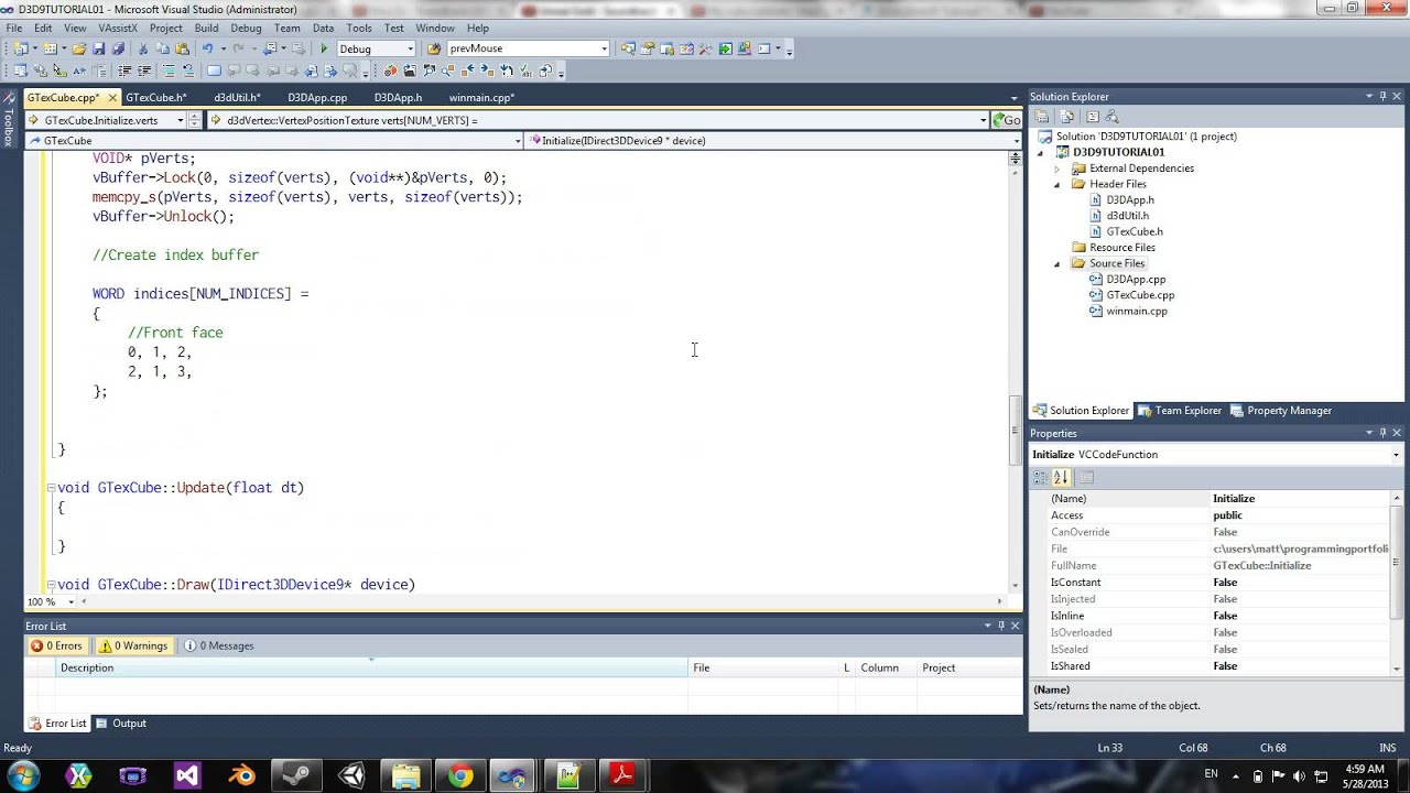 [C++ DirectX 9] Tutorial 4: Textured Cube