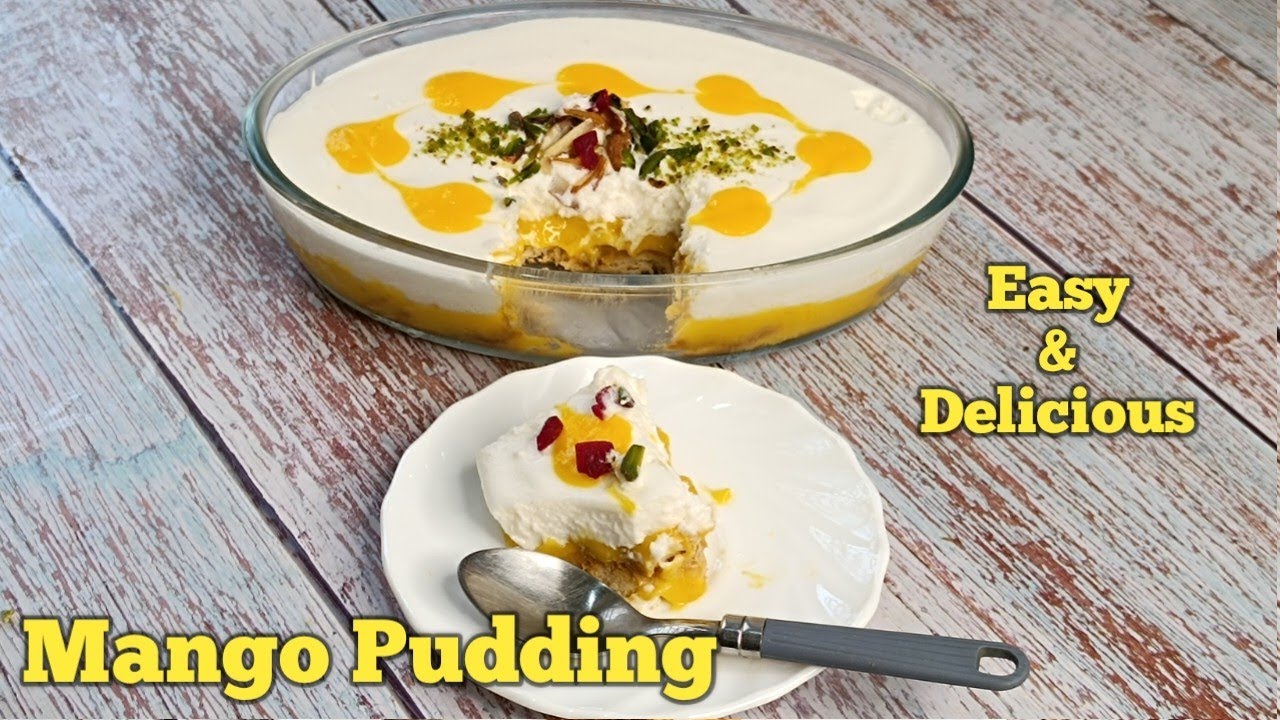 Mango Trifle Pudding 🍮 (No geletin,No cornflour) | Mango Pudding  | Dish N Plate |