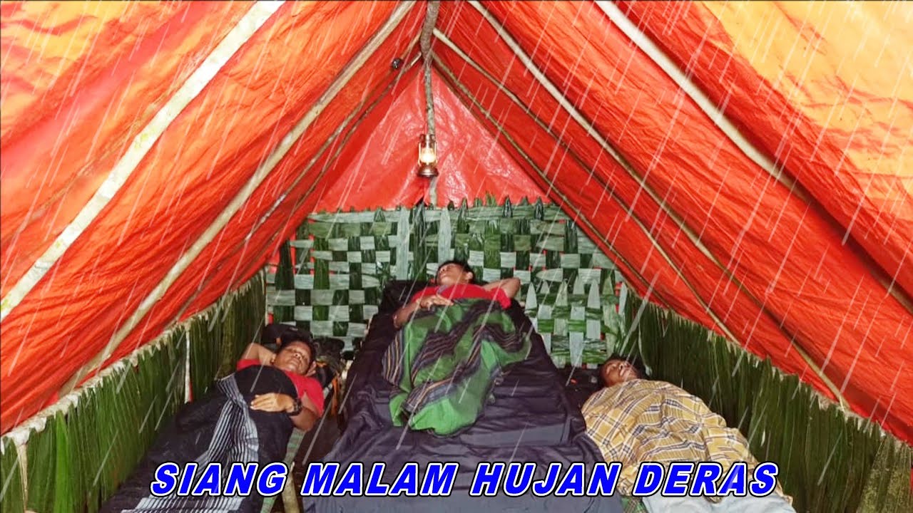 diguyur hujan deras siang malam, tidur nyenyak samapai pagi di cabin hangat, relaxing rain sound