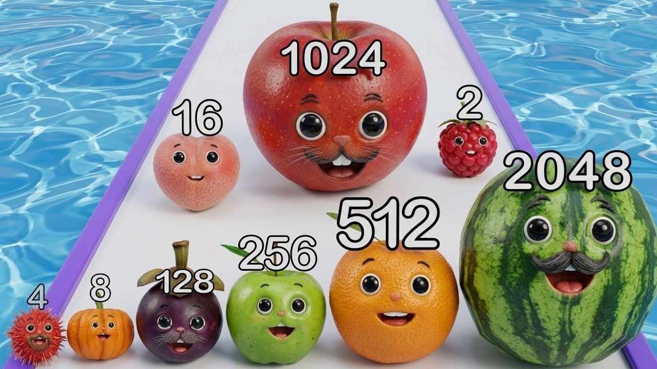 Watermelon Run 2048 🍉 | Level Up Fruits & Numbers | Math Games Suika Gameplay Walkthrough
