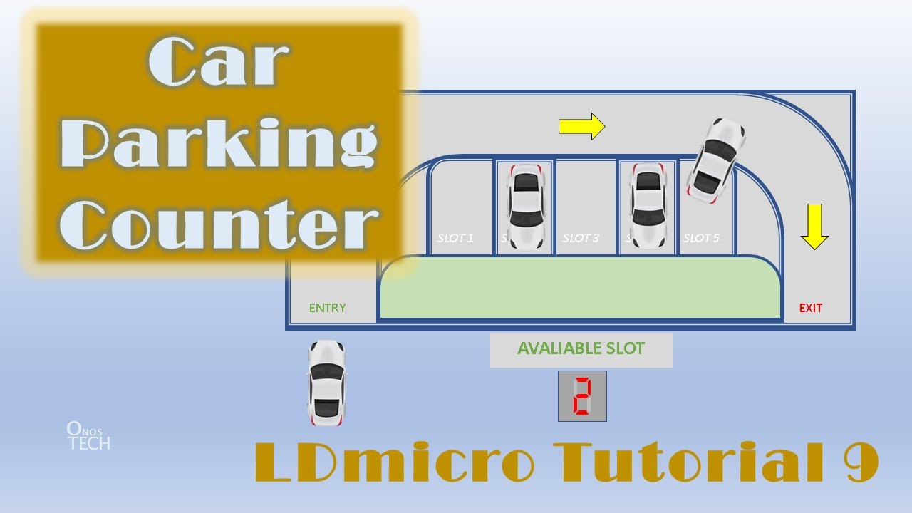 LDmicro 9:  Car Parking Counter (Microcontroller PLC Ladder Programming with LDmicro)