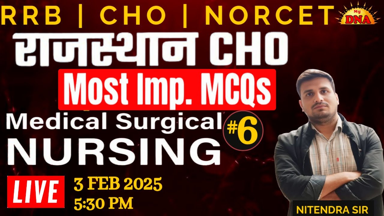 CHO | NORCET & Nursing Exam MOST IMPORTANT MCQs BY NITENDRA SIR.