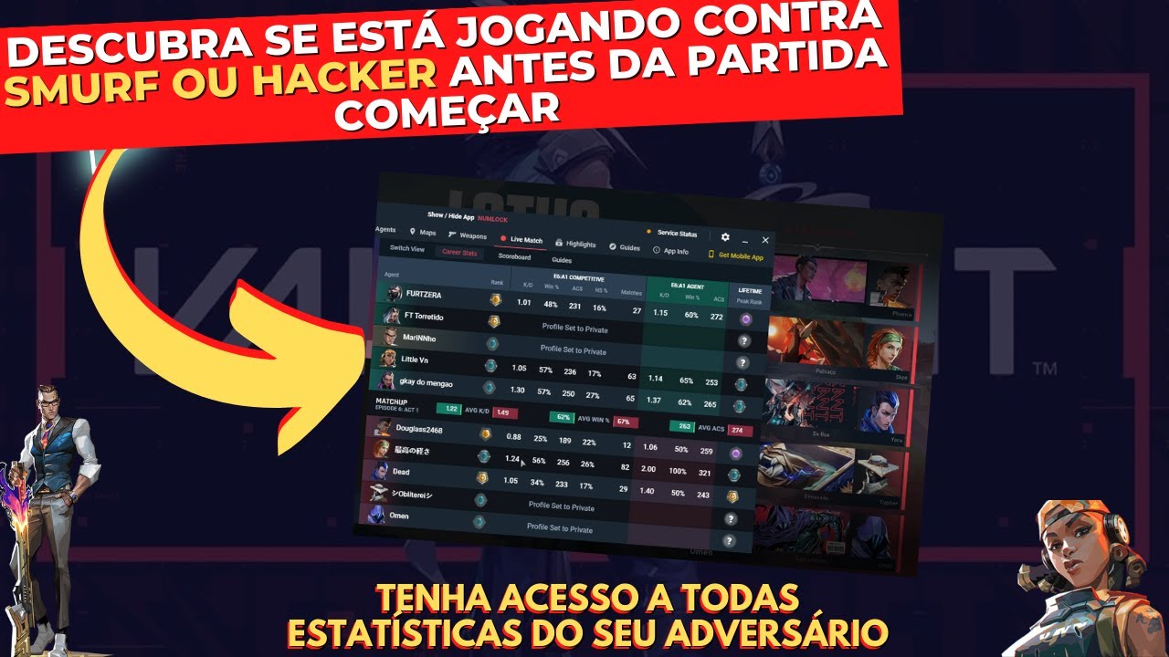 VALORANT - COMO VER O RANKING DO TIME INIMIGO ANTES DA PARTIDA COME&Ccedil;AR! ACESSO AS ESTAT&Iacute;STICAS