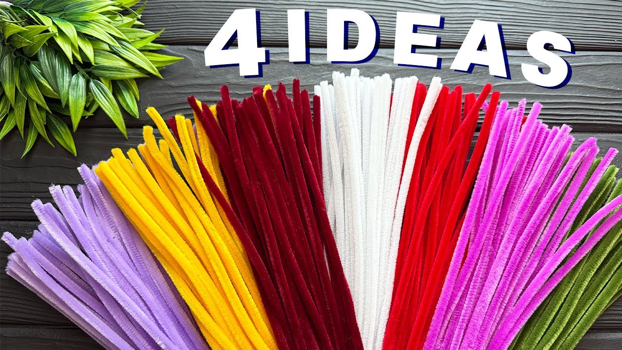 4 IDEAS Easy Flowers Pipe Cleaner Crafts DIY Decoration Ideas