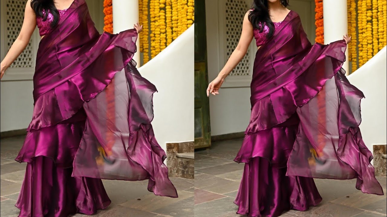 Karwachauth Special Dress👗.Mermaid Dress cutting & stitching.Ruffle Saree👗 cutting & stitching.