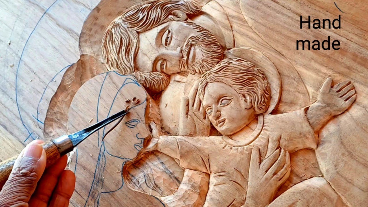 wood carving Jesus family