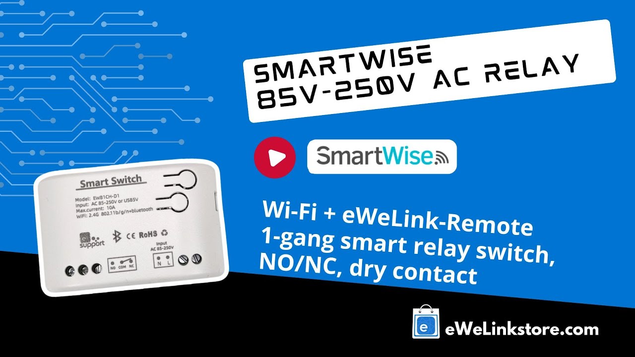SmartWise 1-Gang Wi-Fi Dry Contact Relay – NO/NC, Momentary or Toggle Mode | eWeLink Compatible