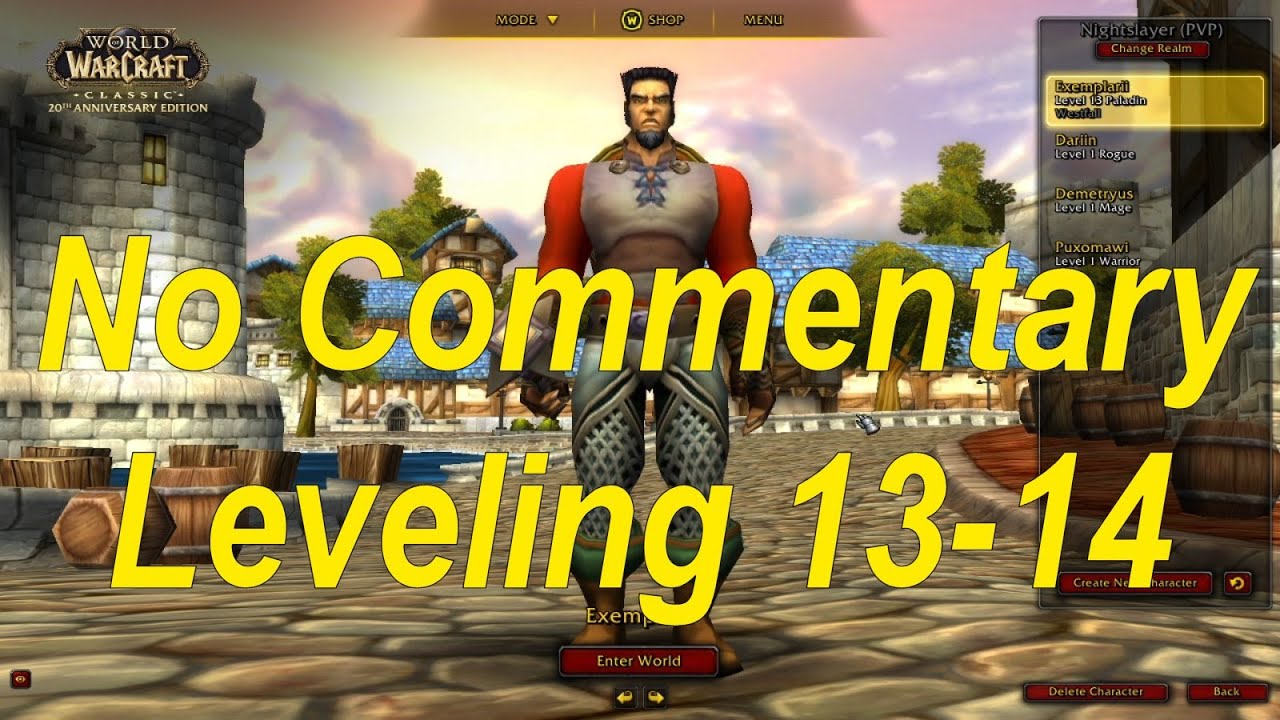 World of Warcraft Classic - Human Leveling 13-14 (No Commentary, Game Sounds Only)