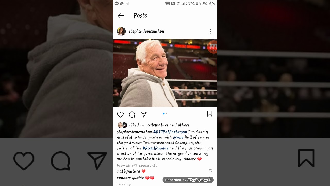 STEPHANIE MCMAHON REACTS TO PAT PATTERSON DEAD
