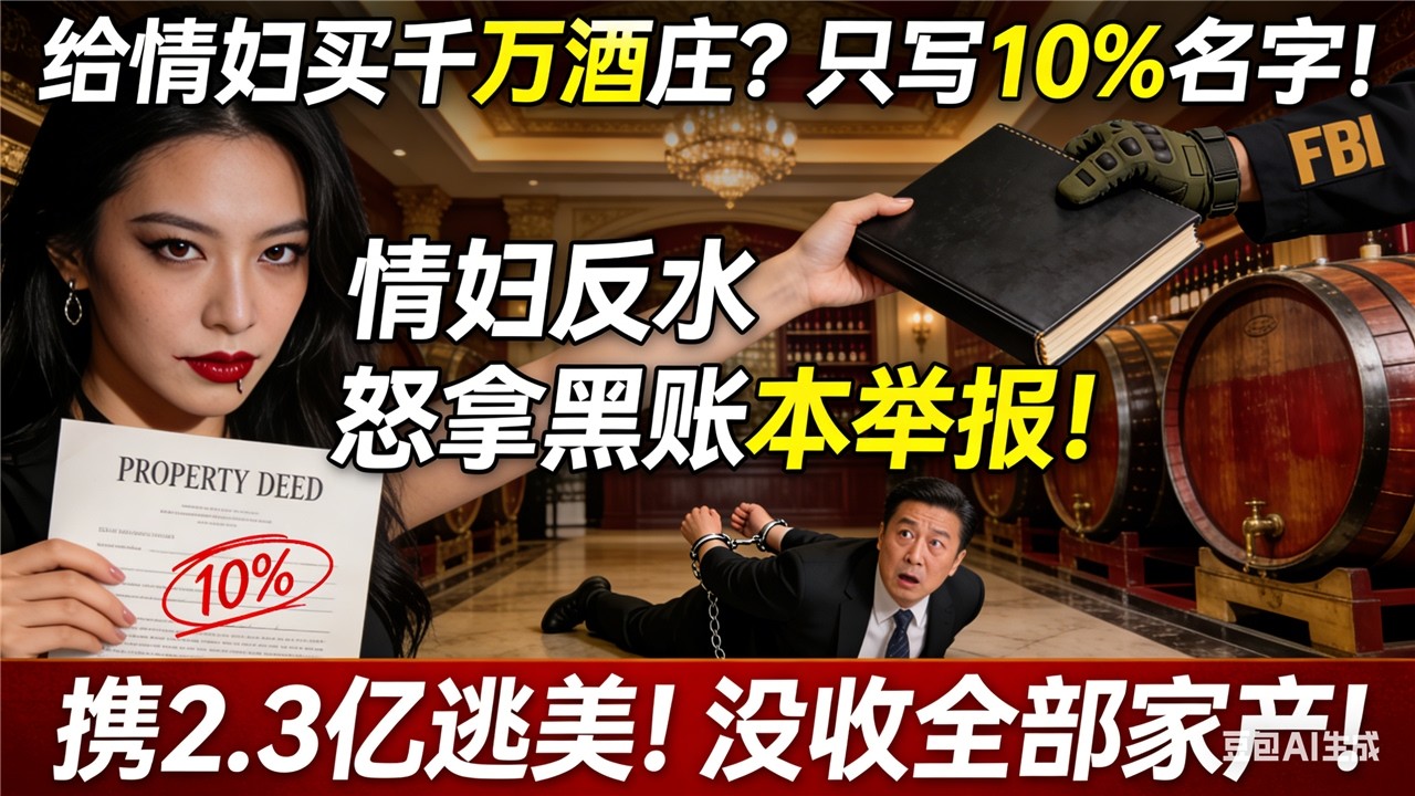 贪官携2.3亿逃美，给情妇买千万酒庄！因产权只写10%，情妇怒拿黑账本走进FBI！判15年没收全部家产！