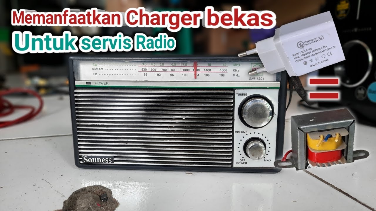 MEMANFAATKAN CHARGER HP BEKAS SEBAGAI PENGGANTI TRAFO MINI PADA RADIO || SERVIS RADIO