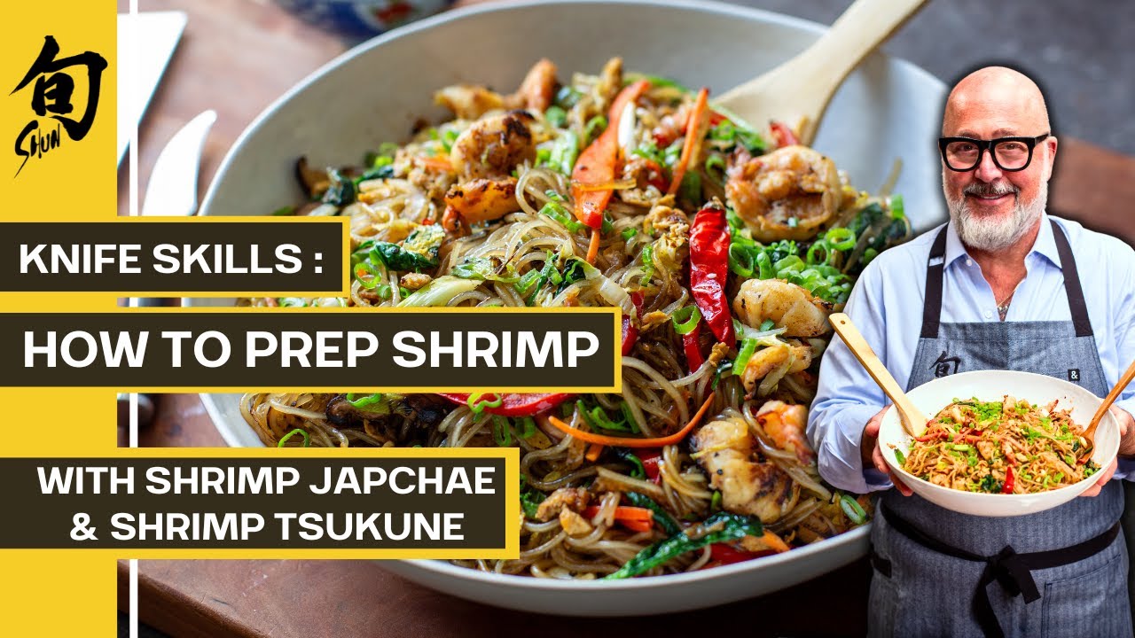 How to Prep Shrimp, then make Korean-Style Shrimp Japchae and Japanese Shrimp Tsukune