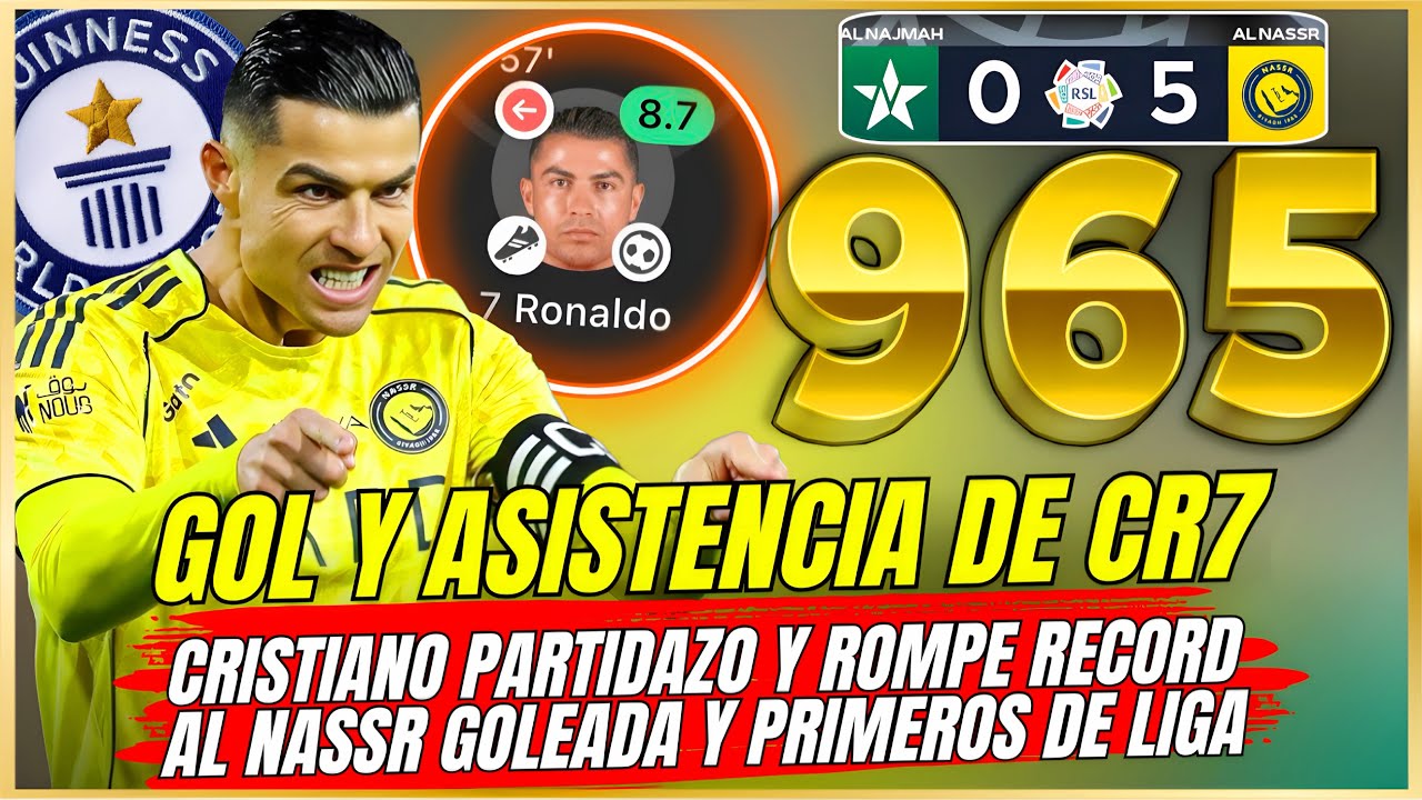 GOL y ASISTENCIA de CRISTIANO llega a 965 Goles 🥇 ROMPE 2 RECORDS 🤩 PRIMEROS de LIGA y GOLEADA