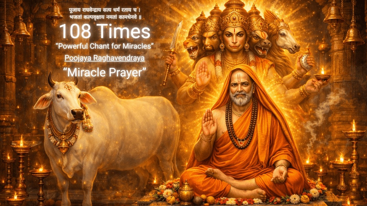 Poojaya Raghavendraya 108 Times | Powerful Raghavendra Swamy Mantra for Miracles & Blessings #bhakti