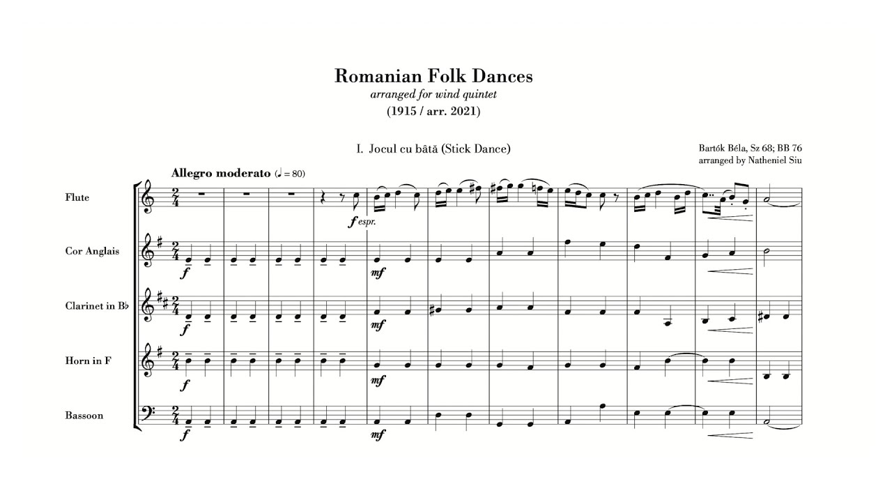 Bartók: Romanian Folk Dances (arr. wind quintet)