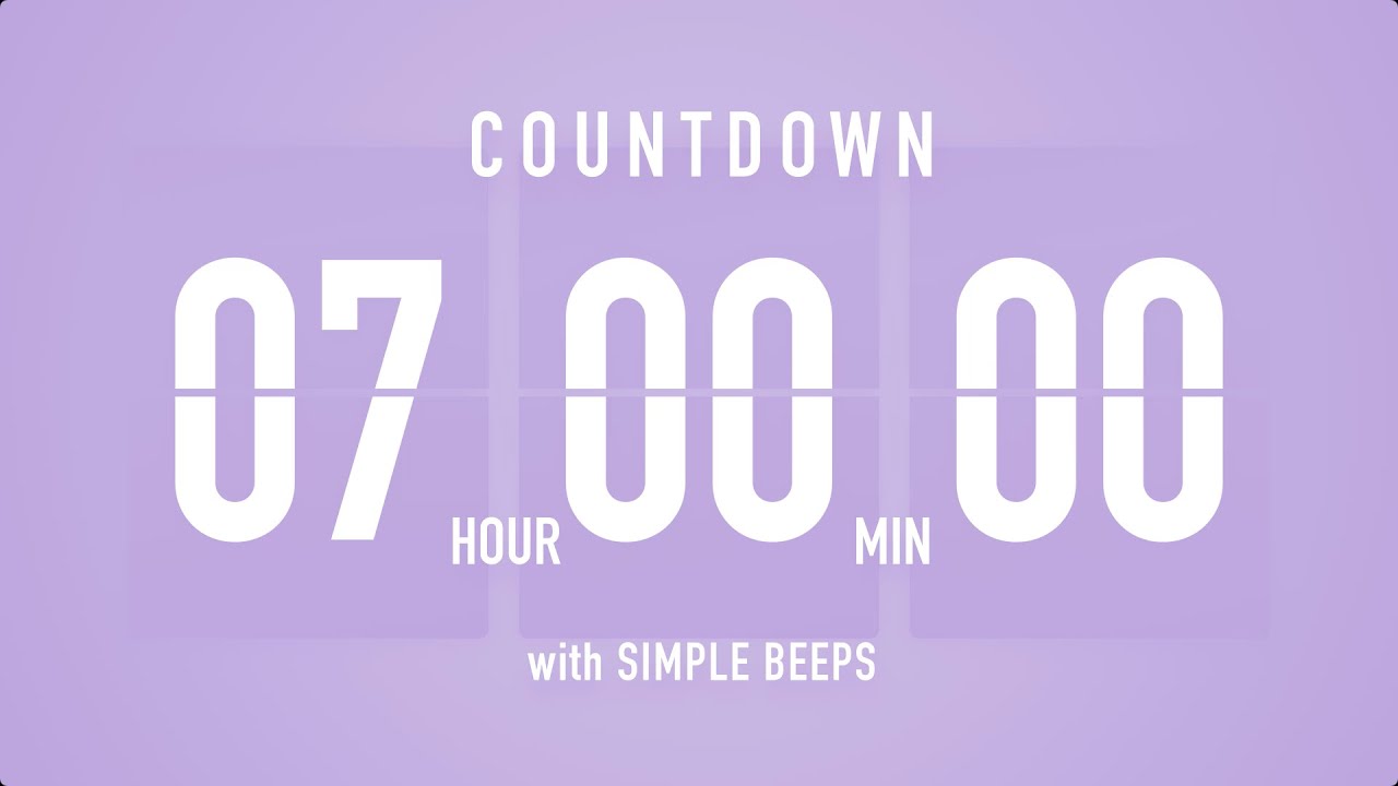 7 Hour Countdown Timer ⏳ Flip Clock with Bell Alerts 💜🔔