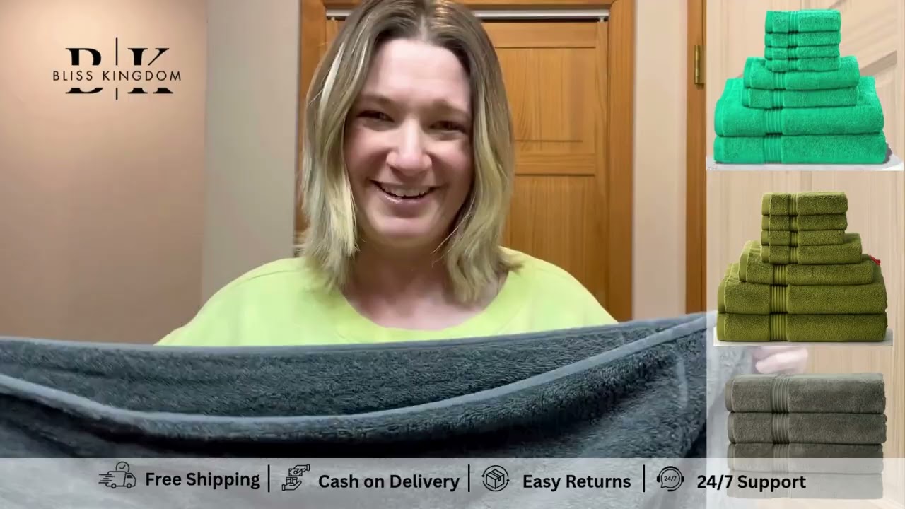 Bliss Kingdom 8 Piece Towel Set & 4 Pack Bath Towels | Ultra Soft 100% Cotton Towels