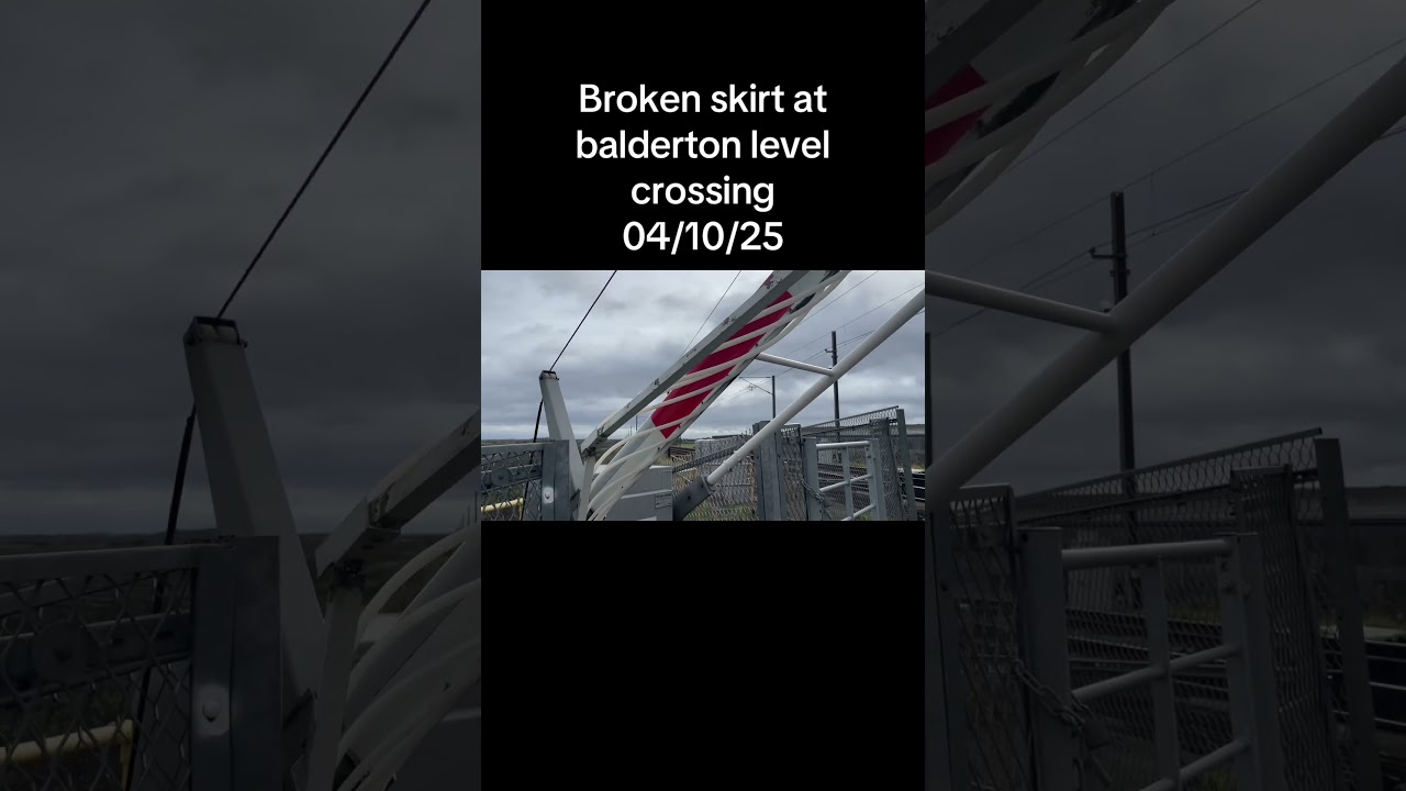 Broken skirt at Balderton Level Crossing