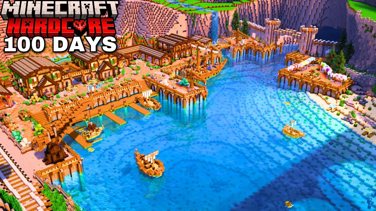 I Survived 100 days Building a HARBOUR in Real Hardcore Minecraft! [FULL MOVIE]