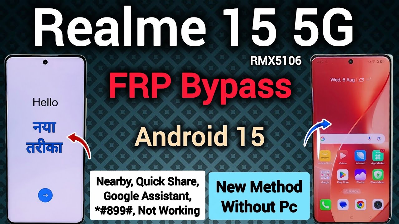 Realme 15 5G (RMX5106) FRP Bypass Android 15 || Nearby, Quick Share & Google Assistant Not Working.