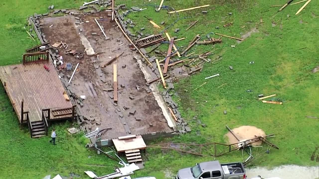 Sky 5 shows tornado damage in Holdenville