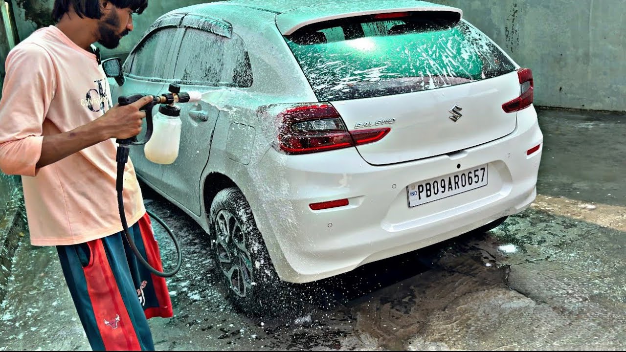 Ultimate Baleno Car Wash Transformation ✨ !!#marutisuzuki #baleno #carwash #satisfying 