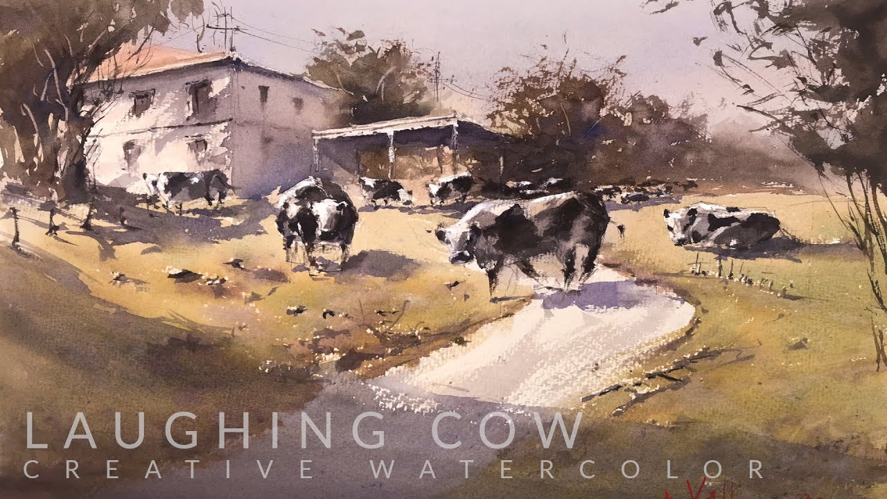 Watercolor Painting Rural Landscape Demo Loose Watercolor Laughing Cow